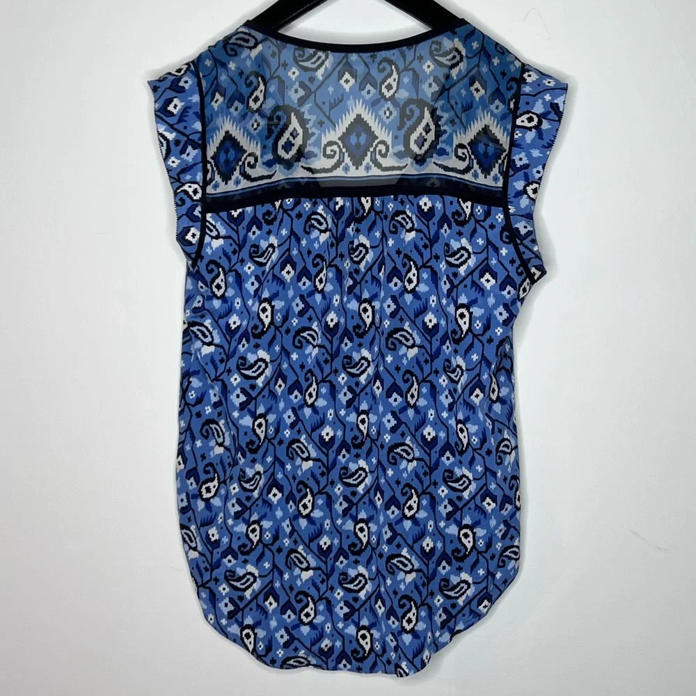 VERONICA BEARD Women's 'Rincon' Tie Front Silk Blouse Spring Navy Sz. 4 - Picture 7 of 7